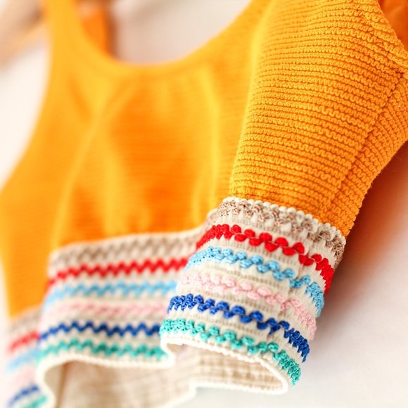 TOPSHOP ORANGE CRINKLE ELASTIC CROP BIKINI TOP - Picture 4 of 5